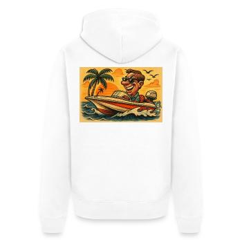 Speed Boat - Unisex Premium Organic Zip Hoodie - white - Back - Thijin (182cm)