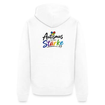Autismus ist eine Stärke  - Unisex Premium Bio Zip Hoodie - Weiß - Hinten - Thijin (182cm)