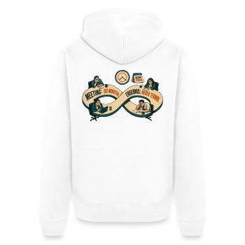 Meeting 60 Min Ergebnis Neuer Termin - Unisex Premium Bio Zip Hoodie - Weiß - Hinten - Thijin (182cm)