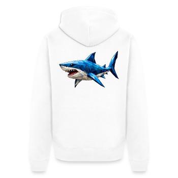 Requin low poly - Veste à capuche bio Premium Unisexe - blanc - Dos - Thijin (182cm)
