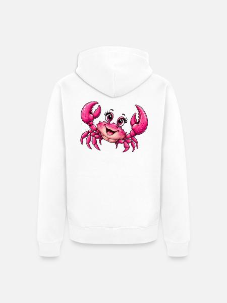 Pinker Krebs – Freches Meeresmotiv - Unisex Premium Bio Zip Hoodie - Weiß