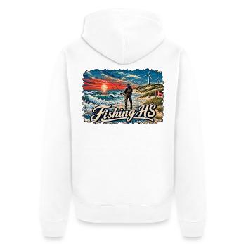Angeln Hvide Sande2 - Unisex Premium Bio Zip Hoodie - Weiß - Hinten - Thijin (182cm)