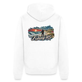 Angeln Hvide Sande - Unisex Premium Bio Zip Hoodie - Weiß - Hinten - Thijin (182cm)