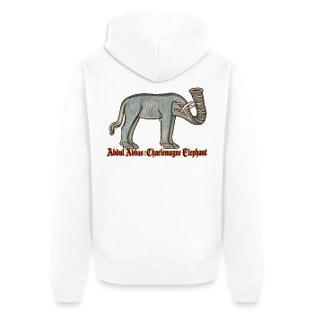 Abdul Abbas, Karl des Großen, Elefant - Unisex Premium Bio Zip Hoodie - Weiß - Hinten - Thijin (182cm)