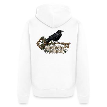 Rabe auf Schlüssel zum Garten der Nacht - Unisex Premium Bio Zip Hoodie - Weiß - Hinten - Thijin (182cm)
