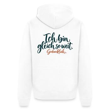 Gedanklich Gleich So Weit - Unisex Premium Bio Zip Hoodie - Weiß - Hinten - Thijin (182cm)