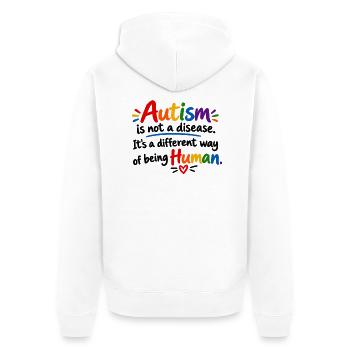Autismus Akzeptanz Regenbogen Design - Unisex Premium Bio Zip Hoodie - Weiß - Hinten - Thijin (182cm)