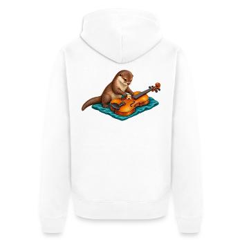 Otter repariert eine Geige - Unisex Premium Bio Zip Hoodie - Weiß - Hinten - Thijin (182cm)