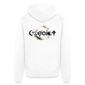 Coexist – Frieden, Vielfalt & Toleranz - Unisex Premium Bio Zip Hoodie - Weiß - Hinten - Thijin (182cm)