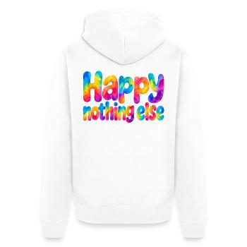 Happy Nothing Else – Einfach glücklich - Unisex Premium Bio Zip Hoodie - Weiß - Hinten - Thijin (182cm)