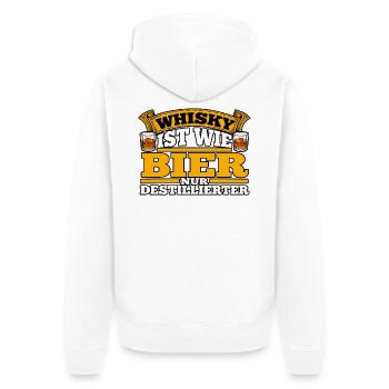 Whisky wie Bier Destilliert - Unisex Premium Bio Zip Hoodie - Weiß - Hinten - Thijin (182cm)