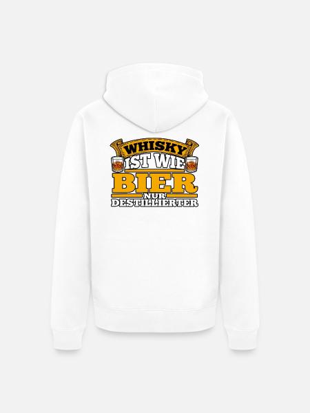 Whisky wie Bier Destilliert - Unisex Premium Bio Zip Hoodie - Weiß