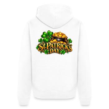 St Patrick's Tag Goldtopf Kleeblatt - Unisex Premium Bio Zip Hoodie - Weiß - Hinten - Thijin (182cm)