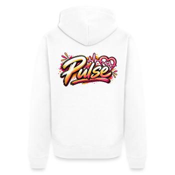 Pulse Graffiti Herz Neonschrift - Unisex Premium Bio Zip Hoodie - Weiß - Hinten - Thijin (182cm)