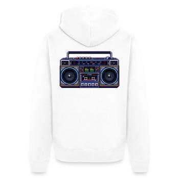 Pixel-Art Ghetto Blaster - Unisex Premium Bio Zip Hoodie - Weiß - Hinten - Thijin (182cm)