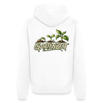 Gartenliebe Line Art Geschenk für Gärtner - Unisex Premium Bio Zip Hoodie - Weiß - Hinten - Thijin (182cm)