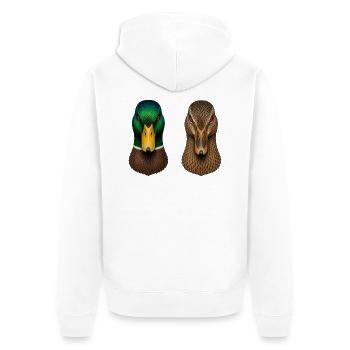 Stockenten - Unisex Premium Bio Zip Hoodie - Weiß - Hinten - Thijin (182cm)