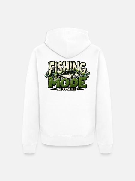 Fishing Mode Activated Angeln Angler Geschenkidee - Unisex Premium Bio Zip Hoodie - Weiß