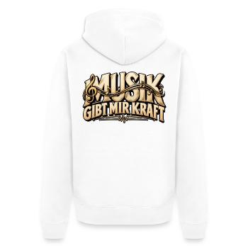 Musik Kraft  Geschenk für Musiker & Musikliebhaber - Unisex Premium Bio Zip Hoodie - Weiß - Hinten - Thijin (182cm)