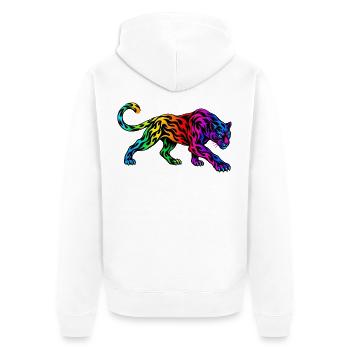 Stammes-Regenbogenpanther - Unisex Premium Bio Zip Hoodie - Weiß - Hinten - Thijin (182cm)