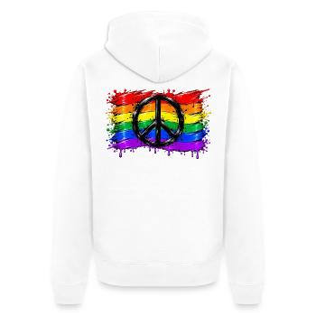 Regenbogen Friedenssymbol - Unisex Premium Bio Zip Hoodie - Weiß - Hinten - Thijin (182cm)