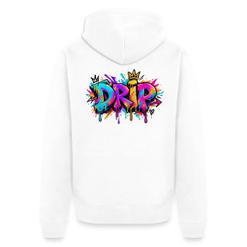 Tropf-Graffiti-Kranz - Unisex Premium Bio Zip Hoodie - Weiß - Hinten - Thijin (182cm)
