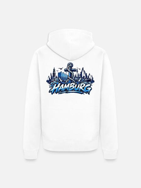 Hamburg Hafenanker Skyline - Unisex Premium Bio Zip Hoodie - Weiß