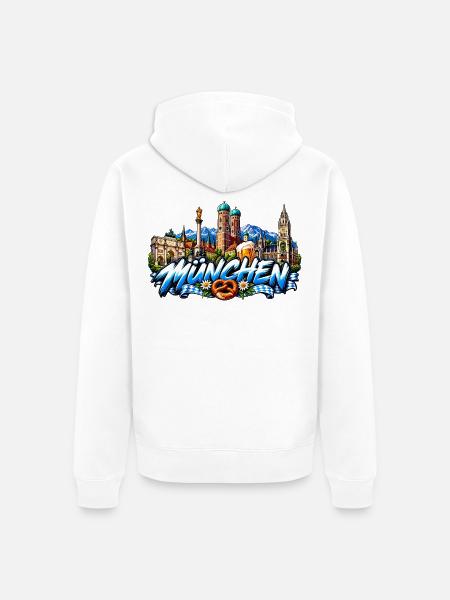 München Skyline und Bierkunst - Unisex Premium Bio Zip Hoodie - Weiß
