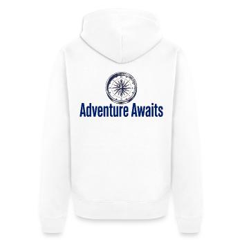 Abenteuer wartet auf den Kompass - Unisex Premium Bio Zip Hoodie - Weiß - Hinten - Thijin (182cm)