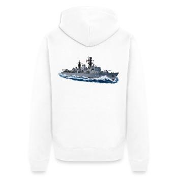 Regele Ferdinand F221 in schneller Fahrt – persona - Unisex Premium Bio Zip Hoodie - Weiß - Hinten - Thijin (182cm)