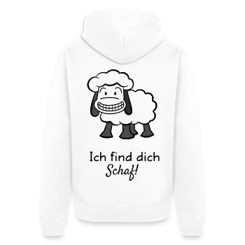 Ich find dich Schaf! - Unisex Premium Bio Zip Hoodie - Weiß - Hinten - Thijin (182cm)