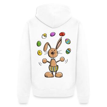Osterhase jongliert bunte Ostereier - Ostern - Unisex Premium Bio Zip Hoodie - Weiß - Hinten - Thijin (182cm)