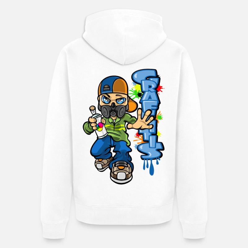 B-boy and graffiti - Veste à capuche bio Premium Unisexe - blanc