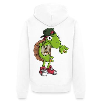Hip-Hop Schildkröte - Unisex Premium Bio Zip Hoodie - Weiß - Hinten - Thijin (182cm)