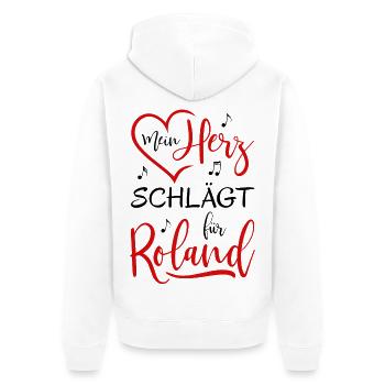 Mein Herz schlägt für Roland - Unisex Premium Bio Zip Hoodie - Weiß - Hinten - Thijin (182cm)