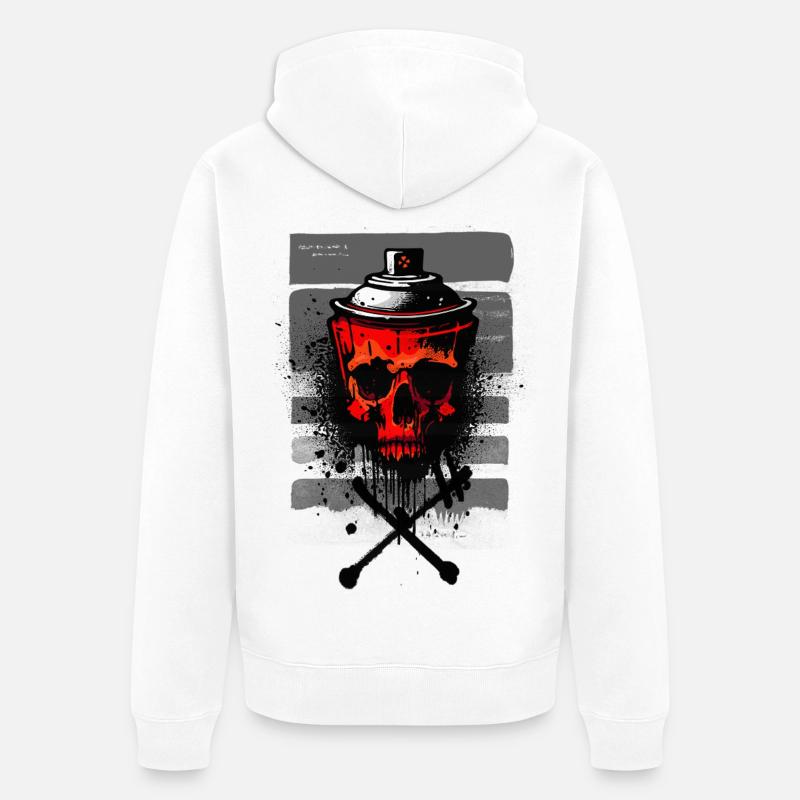 Spray de crânes urbains rouges - Veste à capuche bio Premium Unisexe - blanc