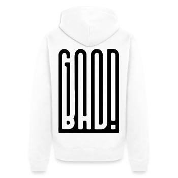 GoodBad - Unisex Premium Bio Zip Hoodie - Weiß - Hinten - Thijin (182cm)