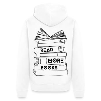 Read More Books - Colour - Unisex Premium Organic Zip Hoodie - white - Back - Thijin (182cm)