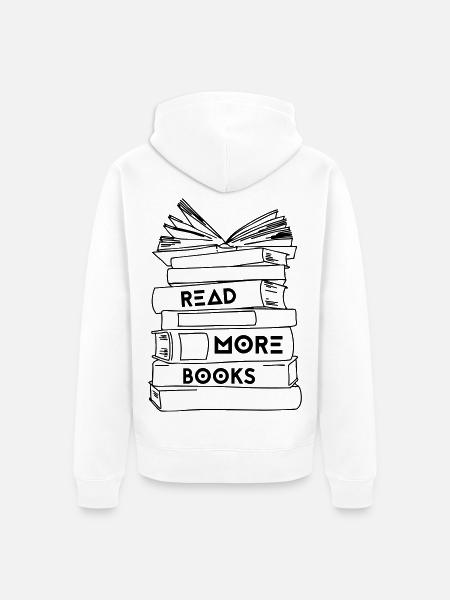 Read More Books - Colour - Unisex Premium Organic Zip Hoodie - white