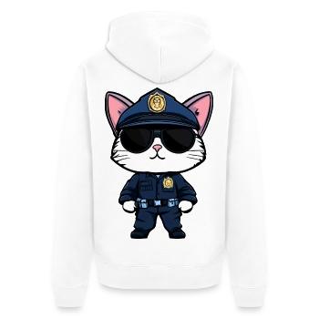 Polizei Katze - Unisex Premium Bio Zip Hoodie - Weiß - Hinten - Thijin (182cm)