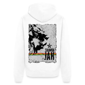 Visage de lion avec drapeau reggae - Veste à capuche bio Premium Unisexe - blanc - Dos - Thijin (182cm)