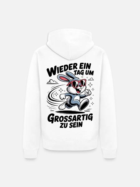 Funny cartoon bunny with sunglasses - Unisex Premium Organic Zip Hoodie - white
