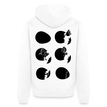 Discovering the world or not (black) - Unisex Premium Organic Zip Hoodie - white - Back - Thijin (182cm)