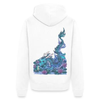See Wasserdrache Geschenk Mangadrache Frosch - Unisex Premium Bio Zip Hoodie - Weiß - Hinten - Thijin (182cm)