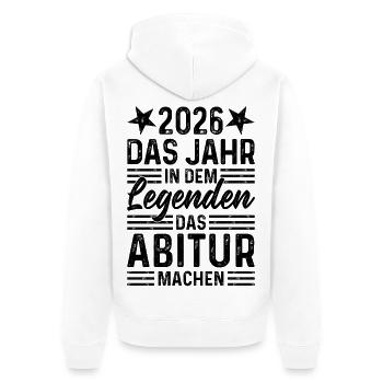 2026 Das Jahr in dem Legenden das Abitur machen - Unisex Premium Bio Zip Hoodie - Weiß - Hinten - Thijin (182cm)