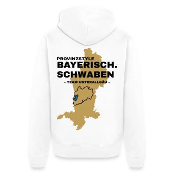 Swabia | UNTERALLGÄU - Unisex Premium Organic Zip Hoodie - white - Back - Thijin (182cm)
