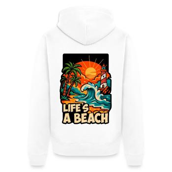 Das Leben ist ein Strandsonnenuntergang - Unisex Premium Bio Zip Hoodie - Weiß - Hinten - Thijin (182cm)
