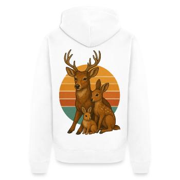 Hirschfamilie mit Kaninchen - Unisex Premium Bio Zip Hoodie - Weiß - Hinten - Thijin (182cm)