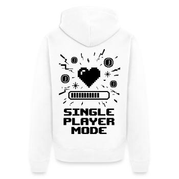 Single Player Mode Gamer Heart - Unisex Premium Organic Zip Hoodie - white - Back - Thijin (182cm)
