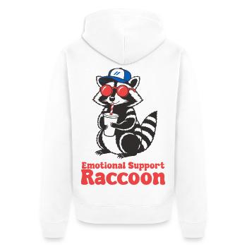 Emotionaler Waschbär - Unisex Premium Bio Zip Hoodie - Weiß - Hinten - Thijin (182cm)